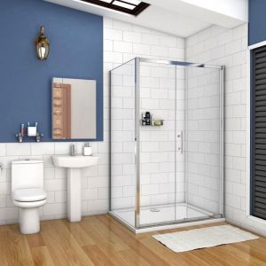 AICA cabine de douche 140x90cm porte coulissante plus une paroi lat&eacute;rale hauteur :190cm