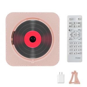 Lecteur CD Bluetooth - Rechargeable - Compatible CD / USB / carte TF - Minuterie marche/arr&ecirc;t Radio FM - T&eacute;l&eacute;commande - Rose