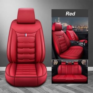 Housses de siège de voiture universelles en cuir synthétiqueHousses 1+1 Couvre Sièges Avant VoitureRouge