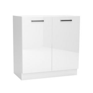 Meuble bas de cuisine équipé avec 2 portes coloris blanc - longueur 80 x profondeur 4460 x hauteur 82 cm