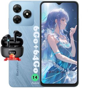 Blackview WAVE 8C Téléphone Portable Pas Cher 6.56 6Go+64Go 13MP+8MP 4700mAh Dual SIM Bleu avec Blackview AirBuds 8