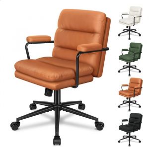 Chaise de maquillage ALFORDSON &agrave; roulettes chaise de bureau rembourr&eacute;e pour femmes et jeunes filles Similicuir Marron