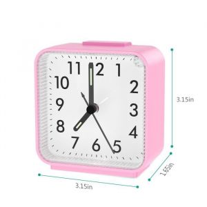 Réveil Matin Réveils Analogiques à Quartz Numérique 3D Petite Réveil Silencieux sans Tic-Tac Veilleuse et Snooze - Rose