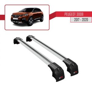Barres de Toit ACE-2 Railing Porte-Bagages de voiture pour Peugeot 3008 2017-2020 - Gris