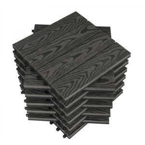 WOLTU Dalle de terrasse en composite bois-plastique, 11 Pièces, 1 m², 30x30 cm, Gris