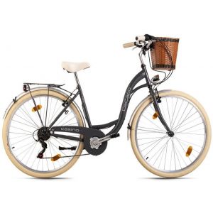 Vélo de ville Femme 28 „CASINO“ 6 vitesses Anthracite avec panier DaCapo
