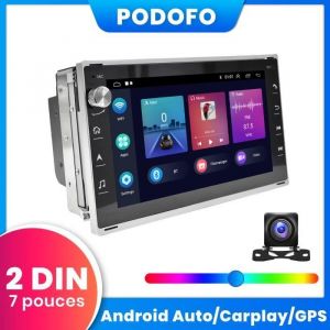Podofo Autoradio Android 13 2 + 64G 7 pouces sans fil Apple Carplay GPS Android Auto pour VW Golf 4 T5 Passat B5 Bora Polo MK5 MK4