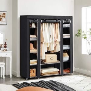 Armoire de rangement SONGMICS - Noir - Penderie Dressing en Tissu Non-tissé - 150 x 45 x 175 cm