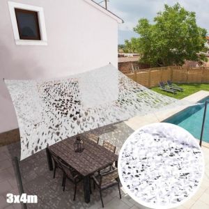 Filet de Camouflage Blanc ,Voile d'ombrage rectangulaire design ombrière camouflage 3x4 m blanc