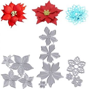 3Sets Fleur Dies de D&eacute;coupe Scrapbooking Matrice Cutting Dies No&euml;l Pochoir Carbone pour Papier Carte Anniversaire F&ecirc;te Mariage