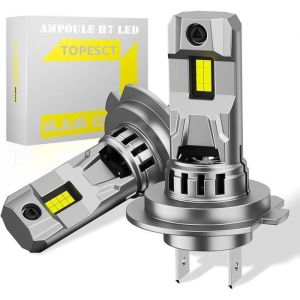 Ampoule H7 LED Voiture - 90W 28000LM H7 LED Lampes Luminosité 6000K Blanc Ampoule LED H7 - TOPESCT  Lot de 2