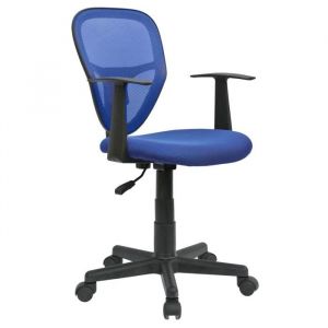Chaise de bureau pour enfant STUDIO fauteuil pivotant et ergonomique avec accoudoirs siège à roulettes hauteur réglable mesh bleu