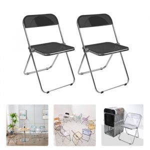 Willonin® 2 X Chaise pliable de salle à manger Plié 88x5 cm Gain de place Chaise empilable en acrylique Style Victoria Noir
