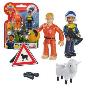 Ensemble de figurines - SIMBA - Sam le Pompier - Rose Tom Wolly - Plastique