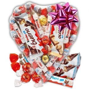 C&oelig;ur De Chocolat Avec Kinder Bueno Kinder Shoko-Bons Kinder Chocolat Et Chocolats Lindt. Cadeau Pour Les Couples. []