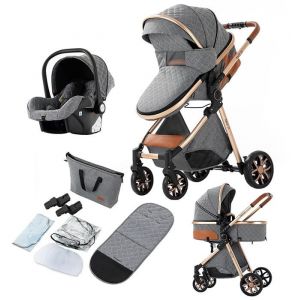 Magic ZC Poussette 3 en 1 combinées Poussette pliage automatique Poussette de luxe cosy voyage Système de voyage léger Sac à maman