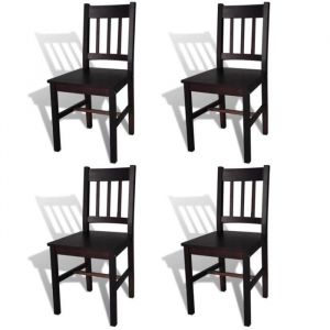 Chaises de salle &agrave; manger 4 pcs Marron fonc&eacute; Pin&egrave;de
