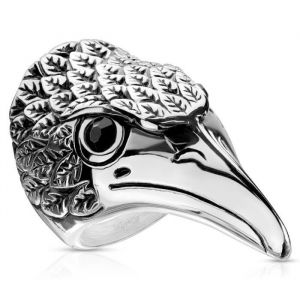 Bague anneau chevali&egrave;re homme acier &agrave; t&ecirc;te daigle de sang viking biker (60)