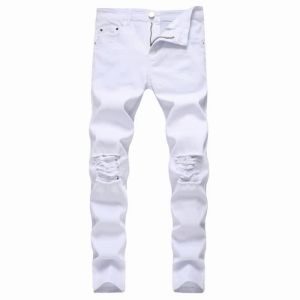 Jean homme Jean coupe slim en denim déchiré Blanc