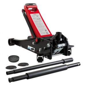 AREBOS Cric hydraulique 3 tonnes 75-505 mm  Dual Pompe  avec 3 Patins Tige de Levier
