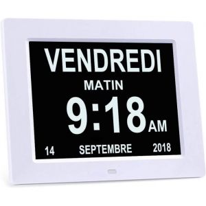 8 LCD Horloge Numérique Calendrier avec DateHorloge Calendrier avec Date Jour et Heure  Horloge Alzheimer  Horloge pour A389