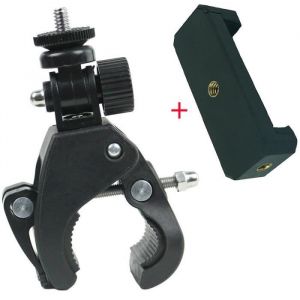 Pack accessoires photoSupport adaptateur de trépied de fixation de guidon de vélo moto pour GoPro Hero 10 - with Phone Clip