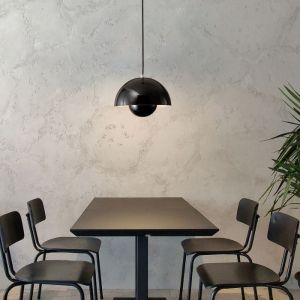 WOTTES Lustre Suspension Luminaire Moderne Style Scandinave 23*16CM Conception Lustre Pod E27 Métal Noir mat 1pcs pour Cuisine