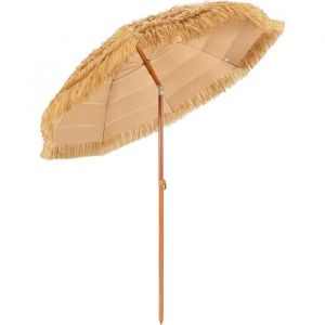 RELAX4LIFE Parasol de Plage Hawaï Tropicale Dia. 2M Inclinable - 8 Baleines&Mât en Fer pour Patio/Piscine Base non-inclus