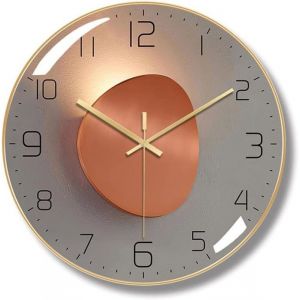 Moderne Horloge Murale Silencieuse Horloge Murale Digitale de 30 cm Pendule Murale Ronde Numérique à Quartz (Doré)