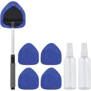Nettoyant pour Pare-Brise de Voiture Brosse de NettoyageBrosse de Lavage Voiture Rotation à 180° Extensible Manche avec 5 Tampons
