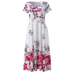 Robe Boheme Femme-Tie Dye Robe Longue Vintage Chic Mariage Fluide Soiree Fleurie Droite Ample Dos Nu Dentelle Polka Dot RobeXXL