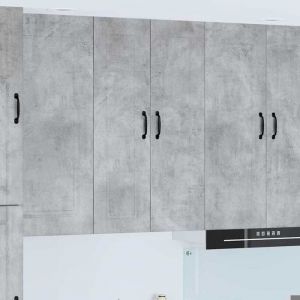 Moderne Meuble mural de cuisine - Meuble haut/Armoire suspendue avec porte Gris b&eacute;ton 60 x 31 x 100 cm@FR(505841）