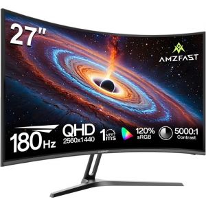 &Eacute;cran PC gaming incurv&eacute; 27 pouces - DEBSY - 2K QHD 2560x1440 - 180 Hz - 1 ms MPRT - Courbure 1500R - sRGB 130%