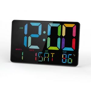 Horloge Num&eacute;rique Murale Grande &agrave;  Horloge Calendrier Num&eacute;rique avec T&eacute;l&eacute;commande Horloge Digitale LED Luminosit&eacute; R&eacute;glable