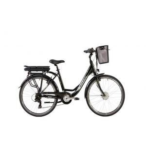 E-MOON 26″ vélo électrique de ville pour adultes avec moteur électrique batterie sur porte-bagages avec panier noir