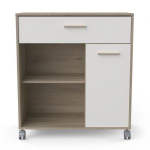 Desserte Micro-Ondes pour Cuisine Coloris chêne kronberg Blanc -Longueur 81 x Hauteur 9030 x Profondeur 396 cm