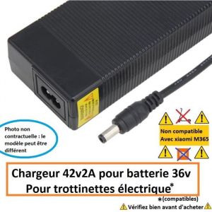 Chargeur 42v DC pour trottinettes électrique en 36v Etwow Go ride  Kugoo  Urbanglide  wispeed  wegoboard  Cable 2.1mm/2.5mm