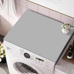 60cm x 60cm Housse de Machine à Laver Antidérapant Tapis Dessus de Machine à Laver Anti - Poussière Housse Protection (Gris)