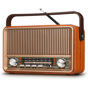 J-120 Poste Radio VintageAM/FM/SW Radio Portable avec Batterie Rechargeable 1800mAhou Alimentation SecteurRadio BluetoothRose