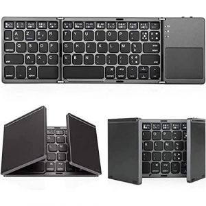 Clavier Bluetooth avec Pavé Tactile Pliable AZERTY Rechargeable Portabel Mini Clavier sans Fil pour Smart TV-Tablette-PC Systè