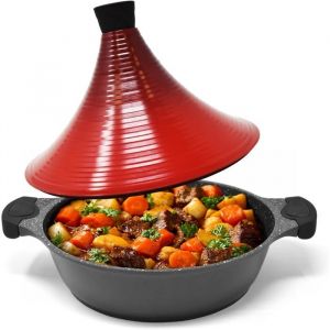 Grand Plat &Agrave; Tajine En Aluminium - Plat &Agrave; Tajine Marocain Antiadh&eacute;sif De 28 Cm Pour Une Cuisson Lente Savoureuse Et Tendre - Ta