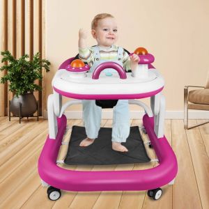 JEOBEST 3 En 1 Trotteur Bébé Garçon et Fille Marchette Pousseur avec DéambulateurChariot de Marche avec Fonction Musique