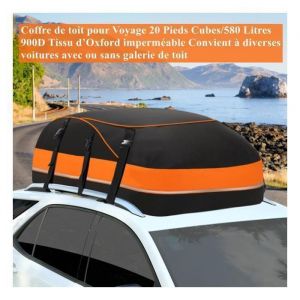 Coffre Toit Pliable - 580L/20 Pieds Cubes - 900D Tissu d&rsquo;Oxford - Sac de Toit Voiture Pour Voyage Souple R&eacute;sistant aux intemp&eacute;rie
