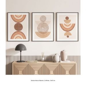 Lot de 3 Affiches / Posters Triptyque - Lumal&eacute;a - 3617689988351 - Boho - Bordure Noire et Blanche - 3 Affiches - 50x70 cm