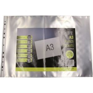 Pack de 10 Pochettes perfor&eacute;es A3 Lisse &eacute;pais 75/100e