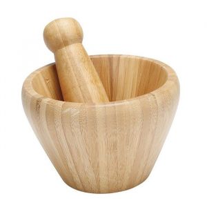 Mortier avec pilon - Ambiance nature - 12 cm - Bambou naturel - Id&eacute;al pour herbes et &eacute;pices