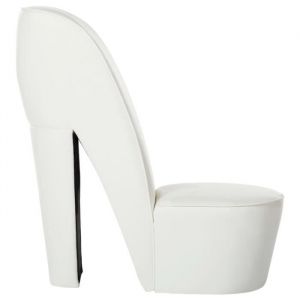 BONNEVIE* Chaise en forme de chaussure &agrave; talon haut Blanc Similicuir design chic et &eacute;l&eacute;gant - 2473