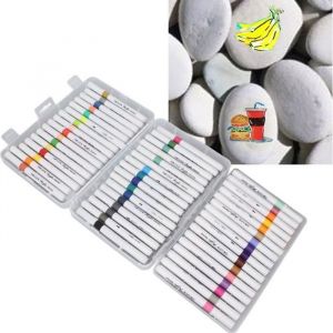 SURENHAP stylos de peinture acrylique Marqueurs de peinture acrylique encre &agrave; base deau stylos arts marqueur-feutre 48 couleurs