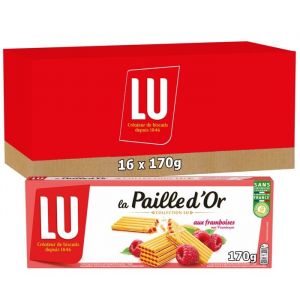 LU - 16 Boîtes de 4 sachets de La Paille dOr - Biscuits gaufrettes fourrées aux framboises - (16x170g)