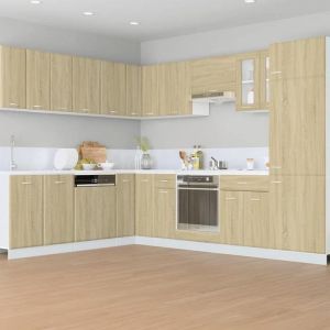 RemiseArmoire de réfrigérateur Lyon - Buffet Bahut de cuisine/Meuble bas - Chêne sonoma 60x57x207 cm JILIMAISON2025 4458073